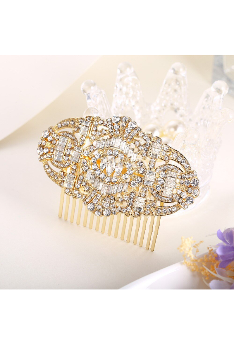 The Bella Austrian Crystal Vintage Bridal Hair Comb - Gold