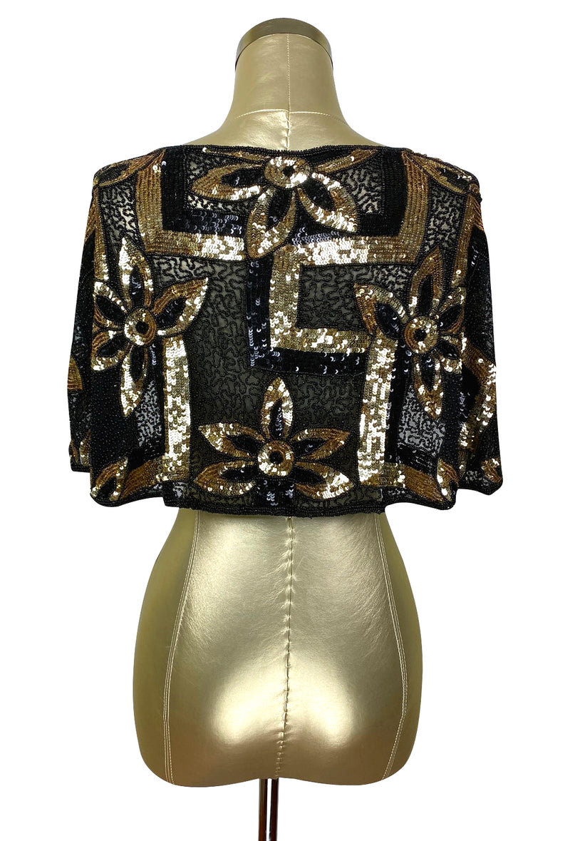 The Deco Luxe Sequin Beaded Vintage 1930's Capelet - The Deco Haus