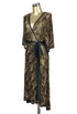 The Femme Fatale 1920s Glamour Vintage Wrap Dress - Antique Gold on Kohl - The Deco Haus