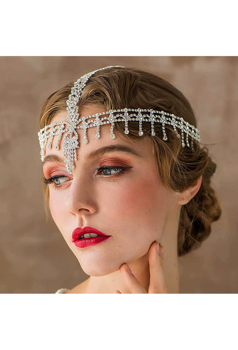 The Flapper Diamante 20's Party Ornamental Headpiece - Silver