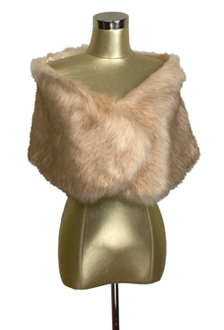The Marilyn Luxury Vintage Faux Fur Shrug Wrap - Champagne Gold The Deco Haus