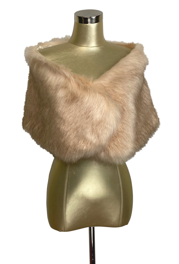 The Marilyn Luxury Vintage Faux Fur Shrug Wrap - Champagne Gold The Deco Haus