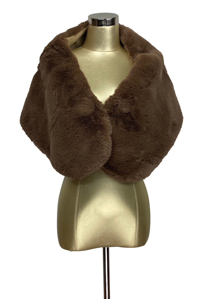 The Marilyn Luxury Vintage Faux Fur Shrug Wrap - Chocolate Brown