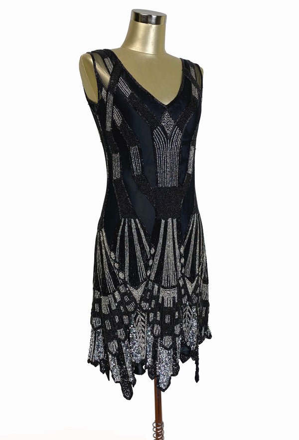 The Paris 1920's Handkerchief Art Deco Gown - Black Silver - Special Edition