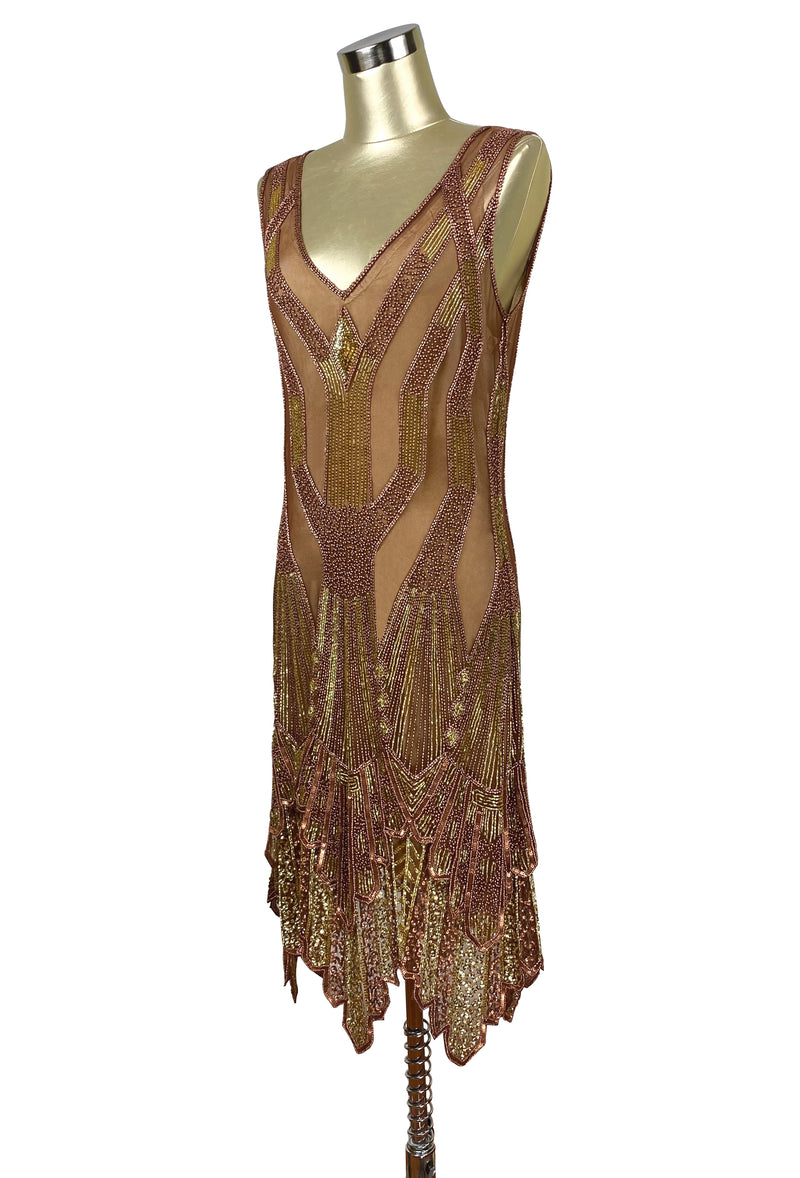 The Paris 1920's Handkerchief Art Deco Gown - Copper Gold - Special Edition - The Deco Haus