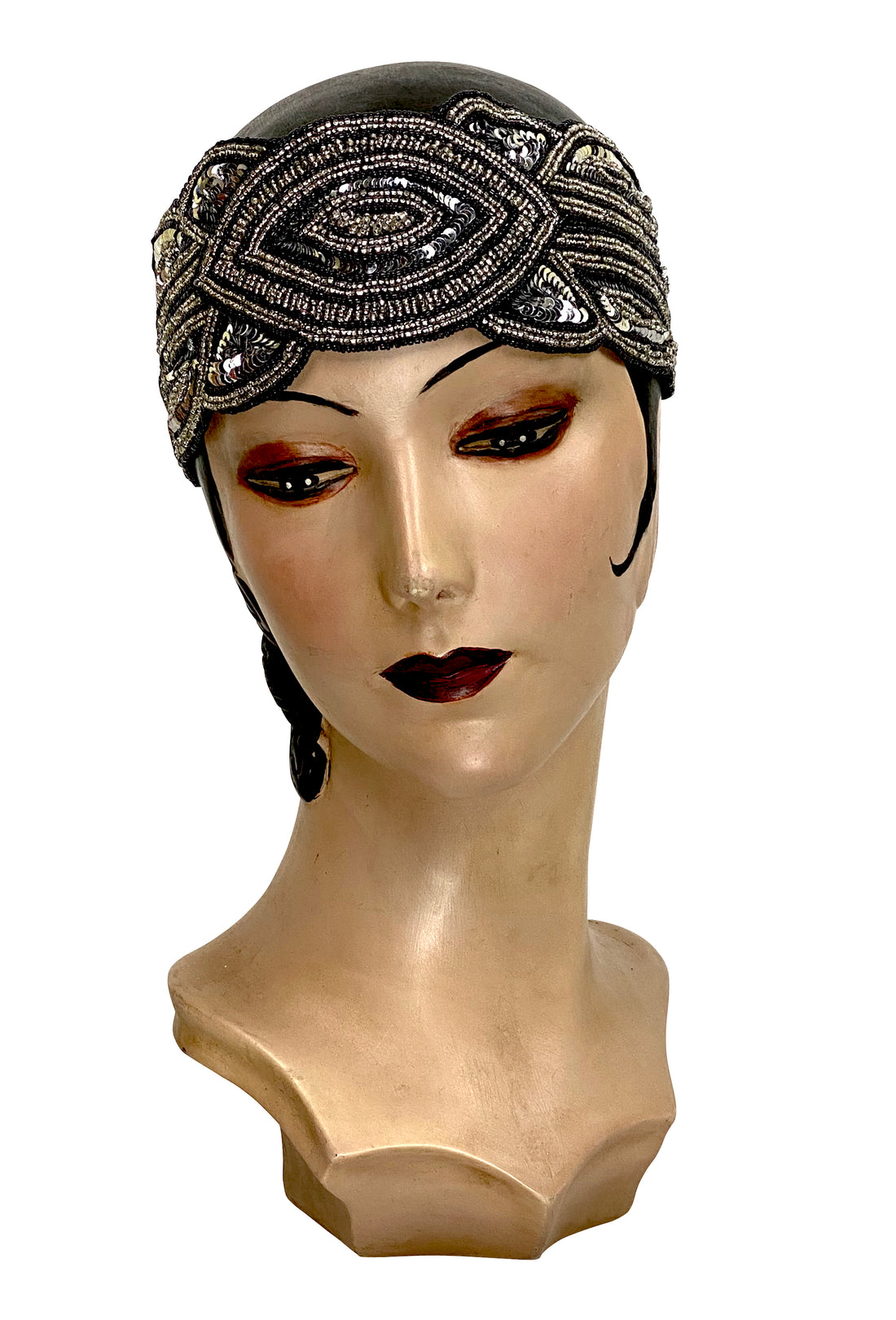 The Patou 1920s Silk Flapper Bandeau - Gold on Black