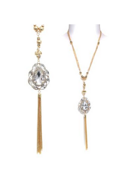 The Tassel Diamante Pendant 1920's Flapper Necklace - Gold