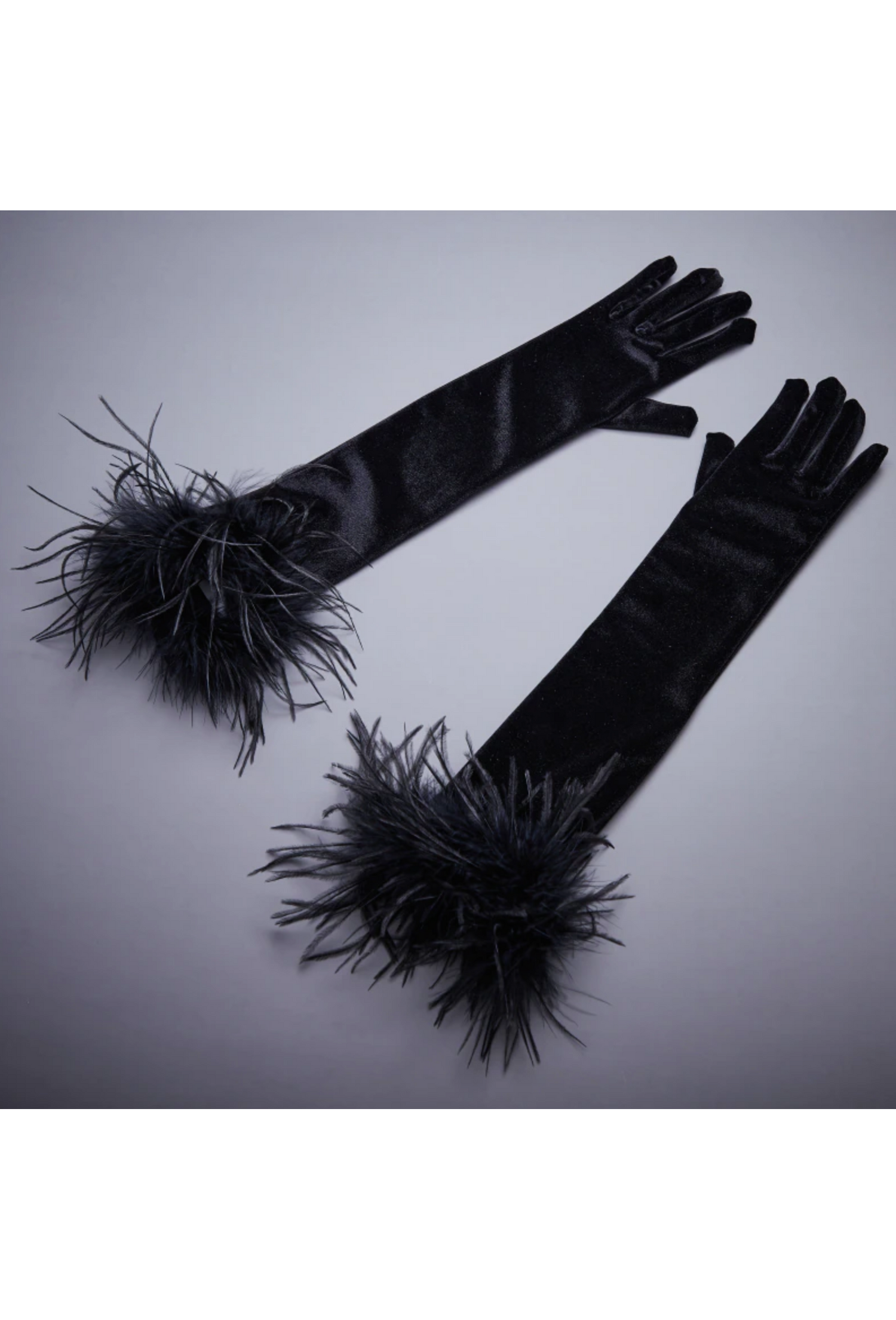 The Velvet Vintage Ostrich Cabaret Glove - Black The Deco Haus