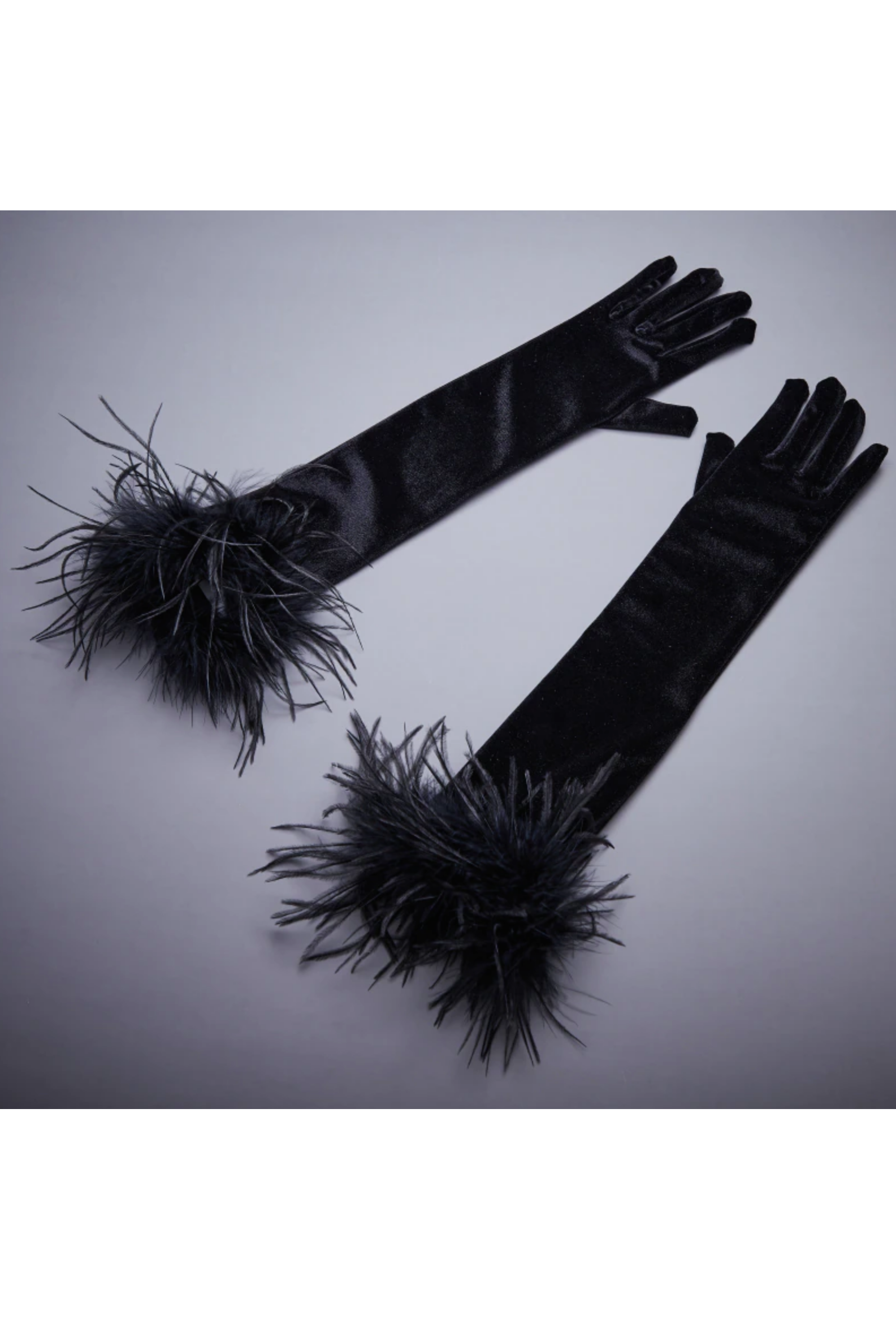 The Velvet Vintage Ostrich Cabaret Glove - Black The Deco Haus