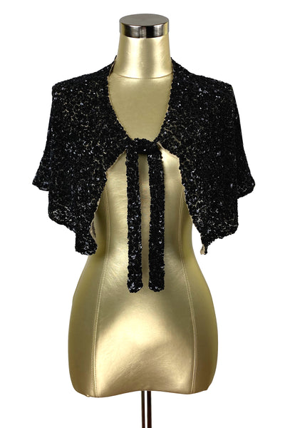 The Vintage Hollywood Luxe Cluster Tie 1930's Wedding Capelet - Mother of Pearl