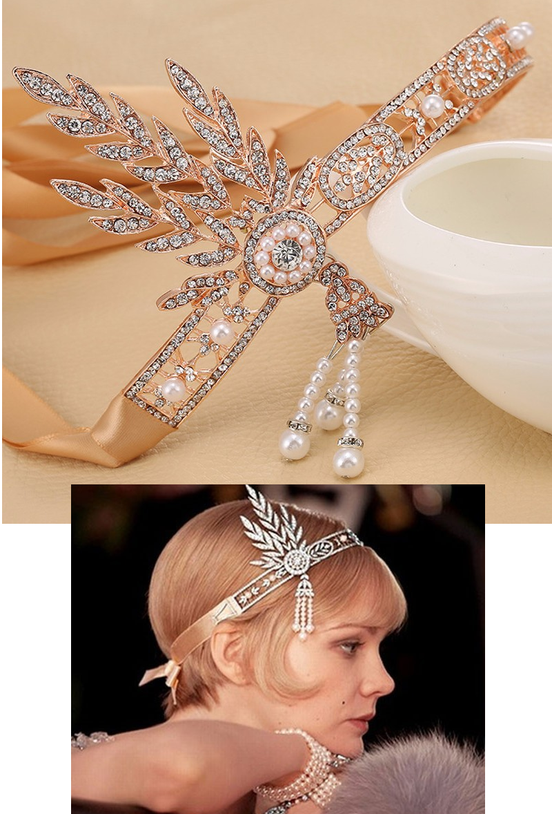 The &quot;Great Gatsby&quot; Flapper Rhinestone Vintage 1920s Daisy Tiara - Rose Gold - The Deco Haus