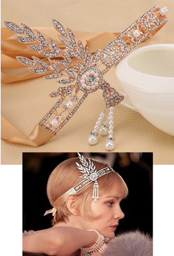 The "Great Gatsby" Flapper Rhinestone Vintage 1920s Daisy Tiara - Rose Gold - The Deco Haus