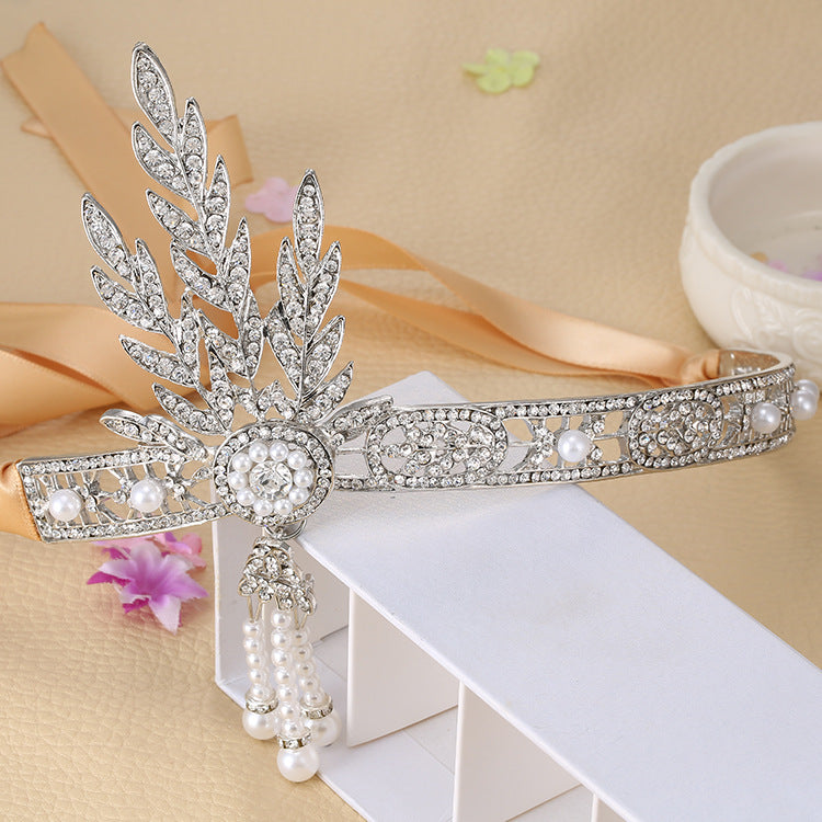 The "Great Gatsby" Flapper Rhinestone Vintage 1920s Daisy Tiara - Silver - The Deco Haus