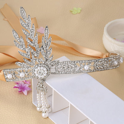 The &quot;Great Gatsby&quot; Flapper Rhinestone Vintage 1920s Daisy Tiara - Silver - The Deco Haus