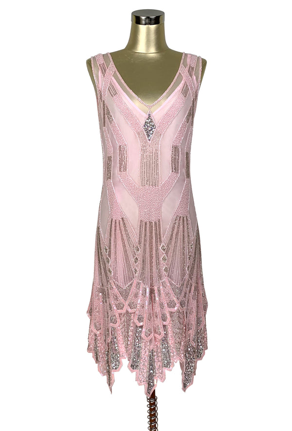 The Paris 1920's Handkerchief Art Deco Gown - Vintage Pink Silver - The Deco Haus