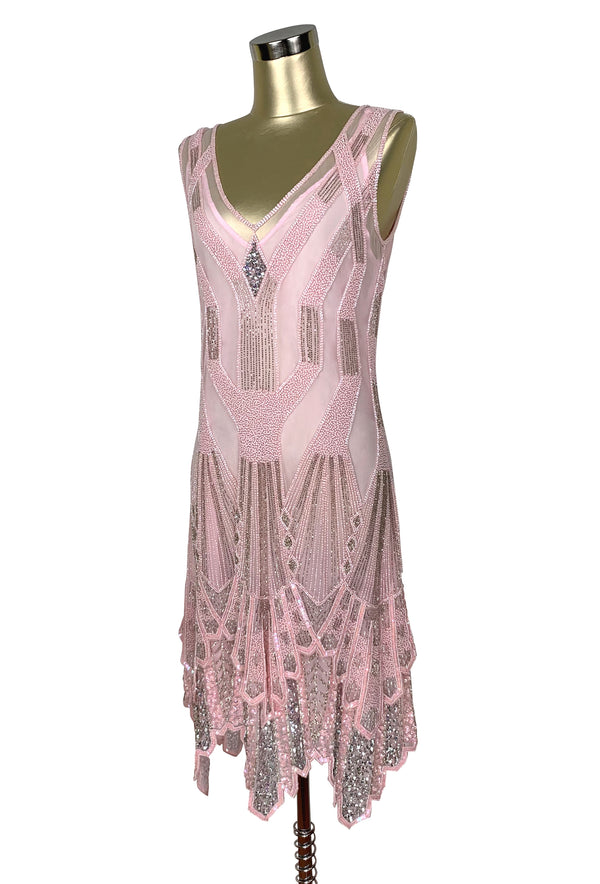 The Paris 1920's Handkerchief Art Deco Gown - Vintage Pink Silver - The Deco Haus
