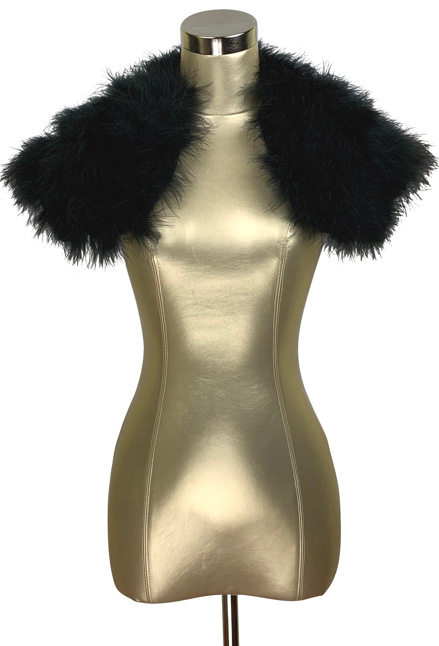 The Parisian Luxury Ostrich Vintage Feather Shrug Wrap - Ebony Black - The Deco Haus