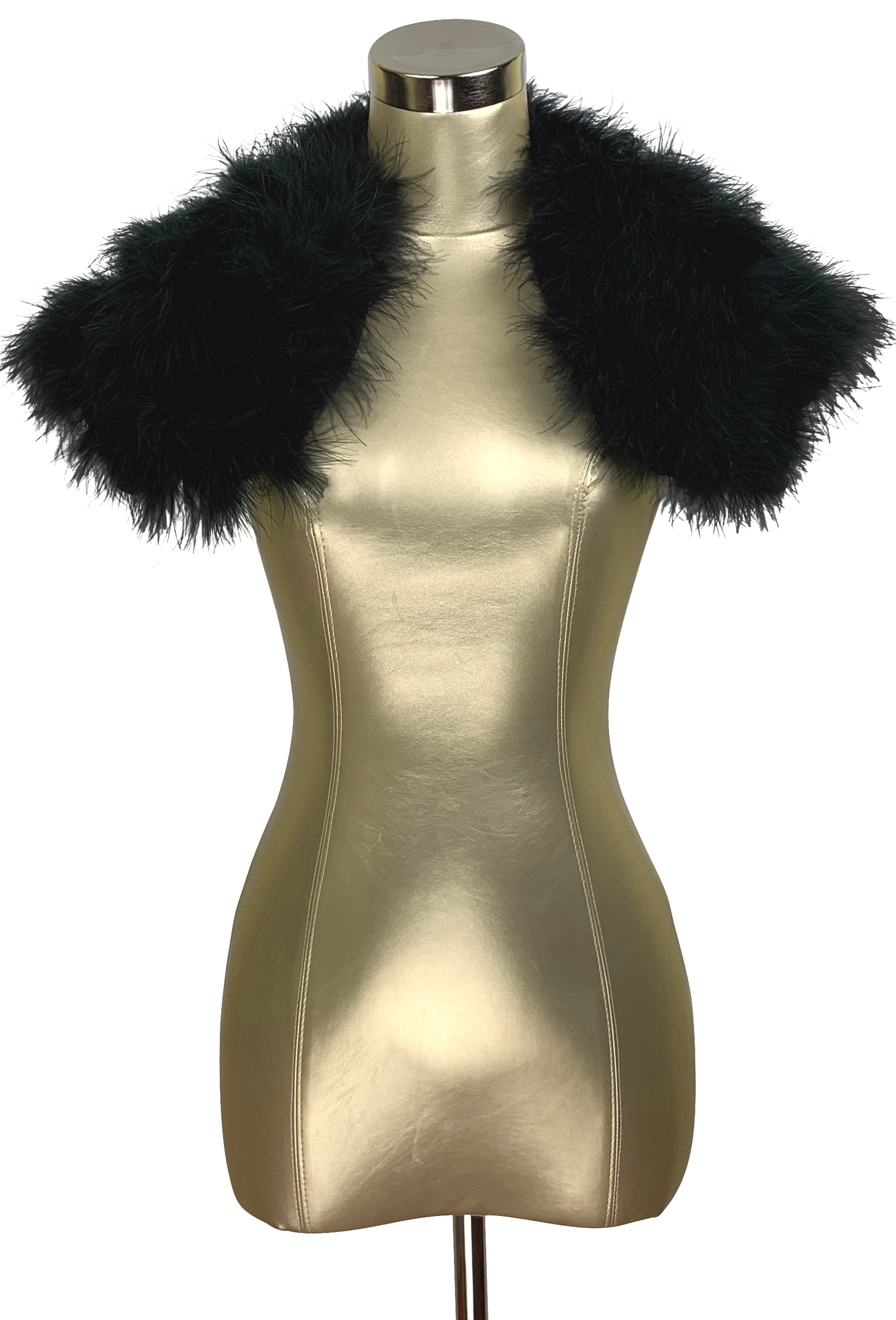 The Parisian Luxury Ostrich Vintage Feather Shrug Wrap - Ebony Black - The Deco Haus
