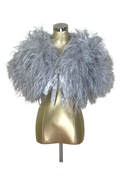 Ultra Ostrich Hollywood Glamour 1930s Vintage Style Harlow Wrap - Phantom Grey - The Deco Haus