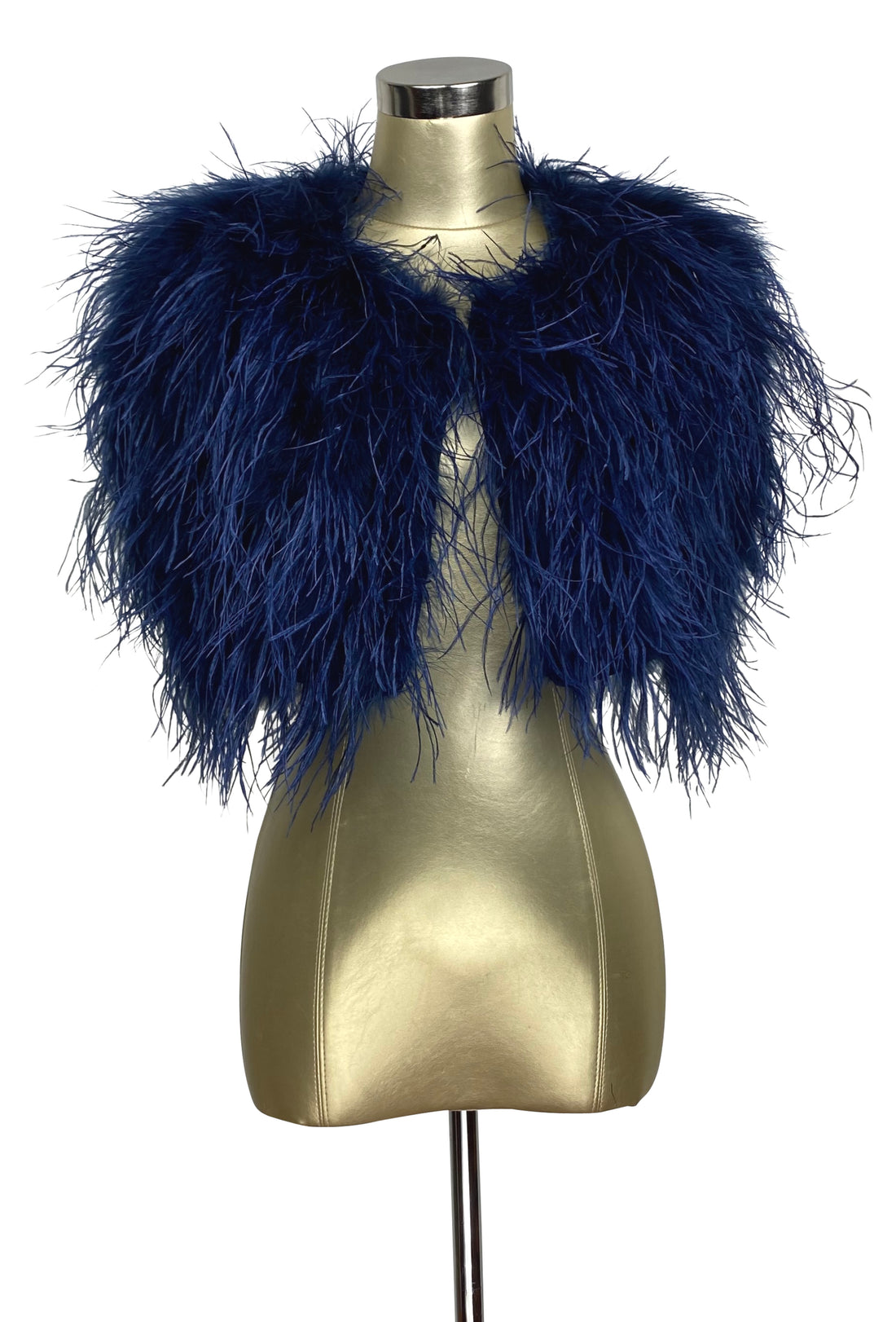 Ultra Ostrich Hollywood Glamour 1930s Vintage Style Shoulder Wrap - Sapphire Blue The Deco Haus