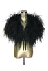Ultra Ostrich Hollywood Glamour 1930s Vintage Style Harlow Wrap - Ebony Black - The Deco Haus