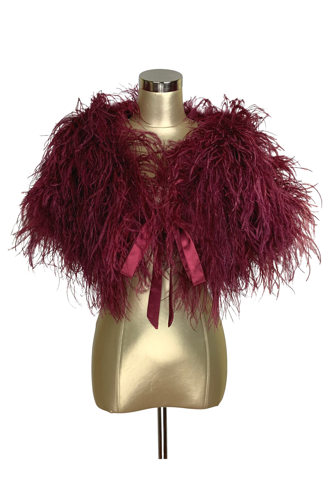Ultra Ostrich Hollywood Glamour 1930s Vintage Style Harlow Wrap - Claret The Deco Haus