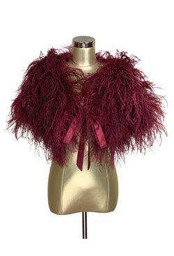 Ultra Ostrich Hollywood Glamour 1930s Vintage Style Harlow Wrap - Blood Red - The Deco Haus