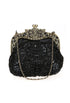 Vintage Victorian Beaded Satin Evening Purse - Black - The Deco Haus