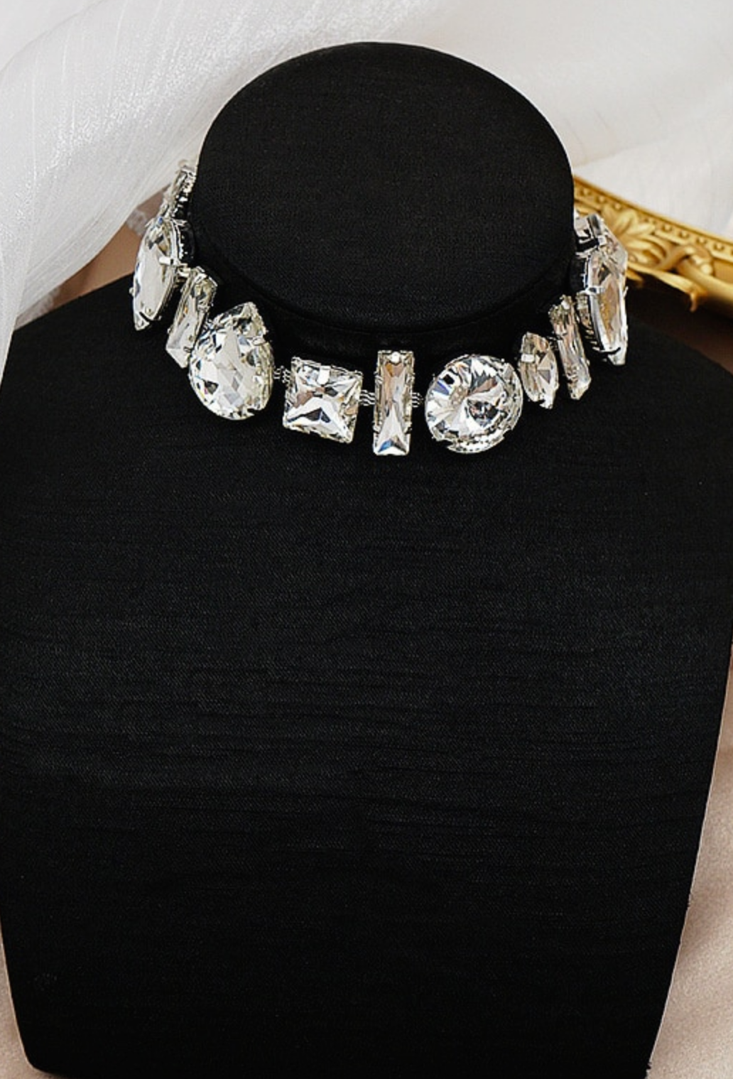 Vintage Geometric Crystal Flapper Adjustable Party Choker Necklace