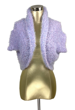 Vintage Luxe Eyelash Knit Bolero Shrug Hepburn Jacket - Lavender Pink