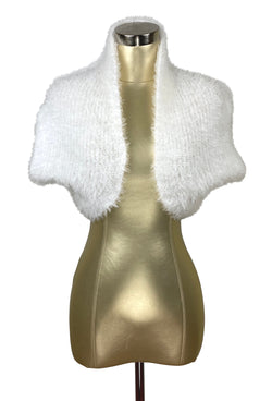 Vintage Luxe Eyelash Knit Bolero Shrug Hepburn Jacket - White - The Deco Haus