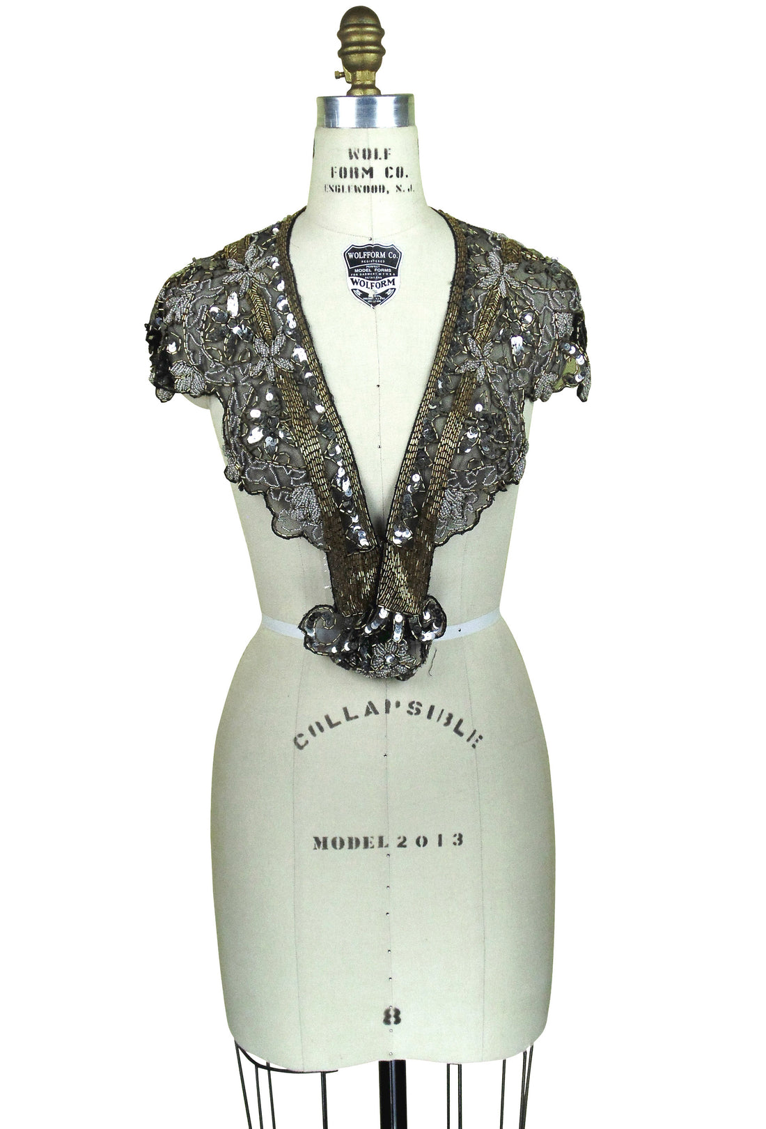 Vintage Luxe Hand Beaded Cutout Victorian Collar Capelet - Black Metallic The Deco Haus