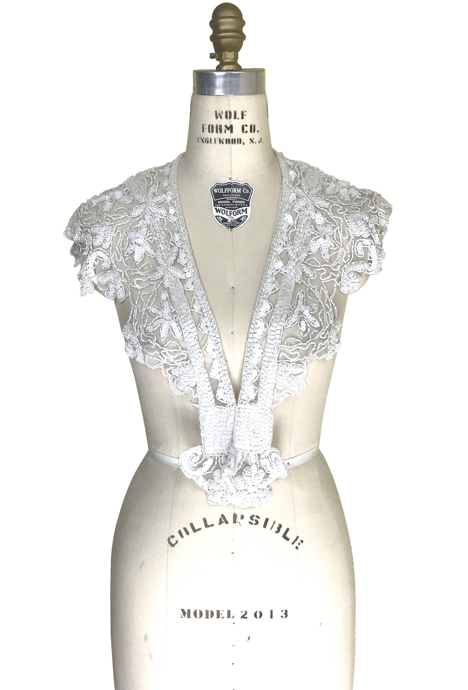 Vintage Luxe Hand Beaded Cutout Victorian Collar Capelet - White The Deco Haus