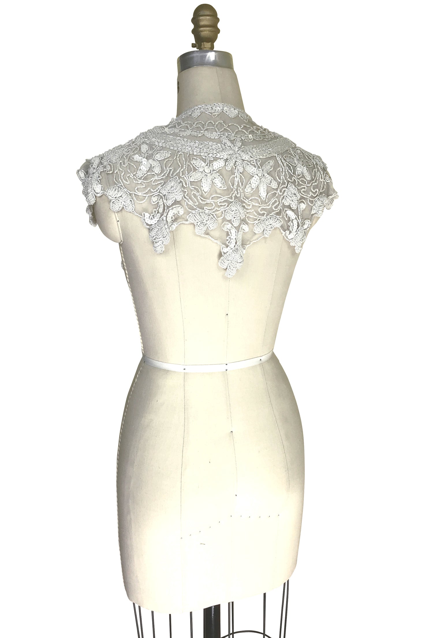 Vintage Luxe Hand Beaded Cutout Victorian Collar Capelet - White The Deco Haus