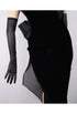 Vintage Style Satin Long Opera Mesh Evening Glove - Ebony Black - The Deco Haus