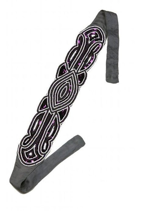 The Patou 1920s Silk Flapper Bandeau - Plum on Sterling - The Deco Haus