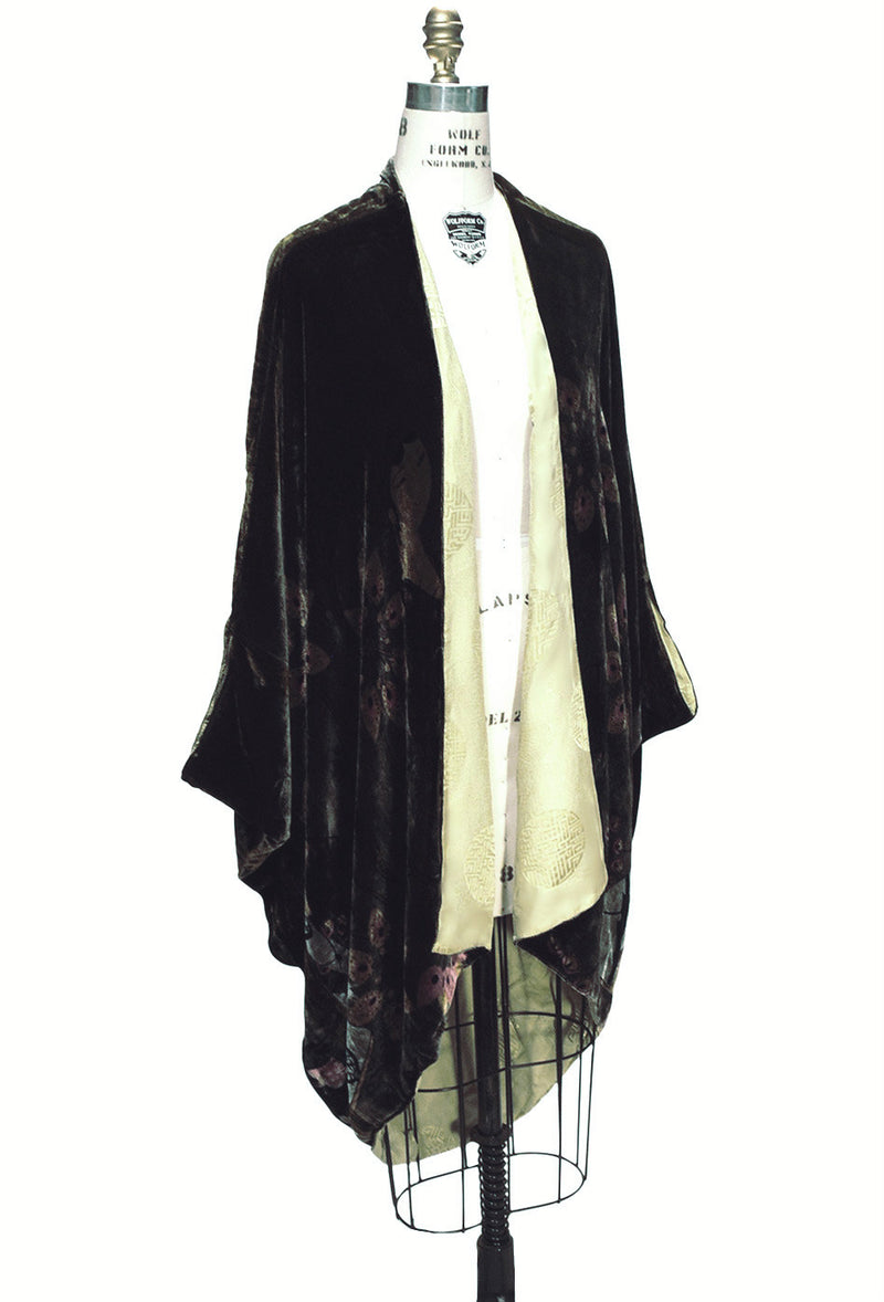 Velvet Trim Robe Jacket - Luxury Black